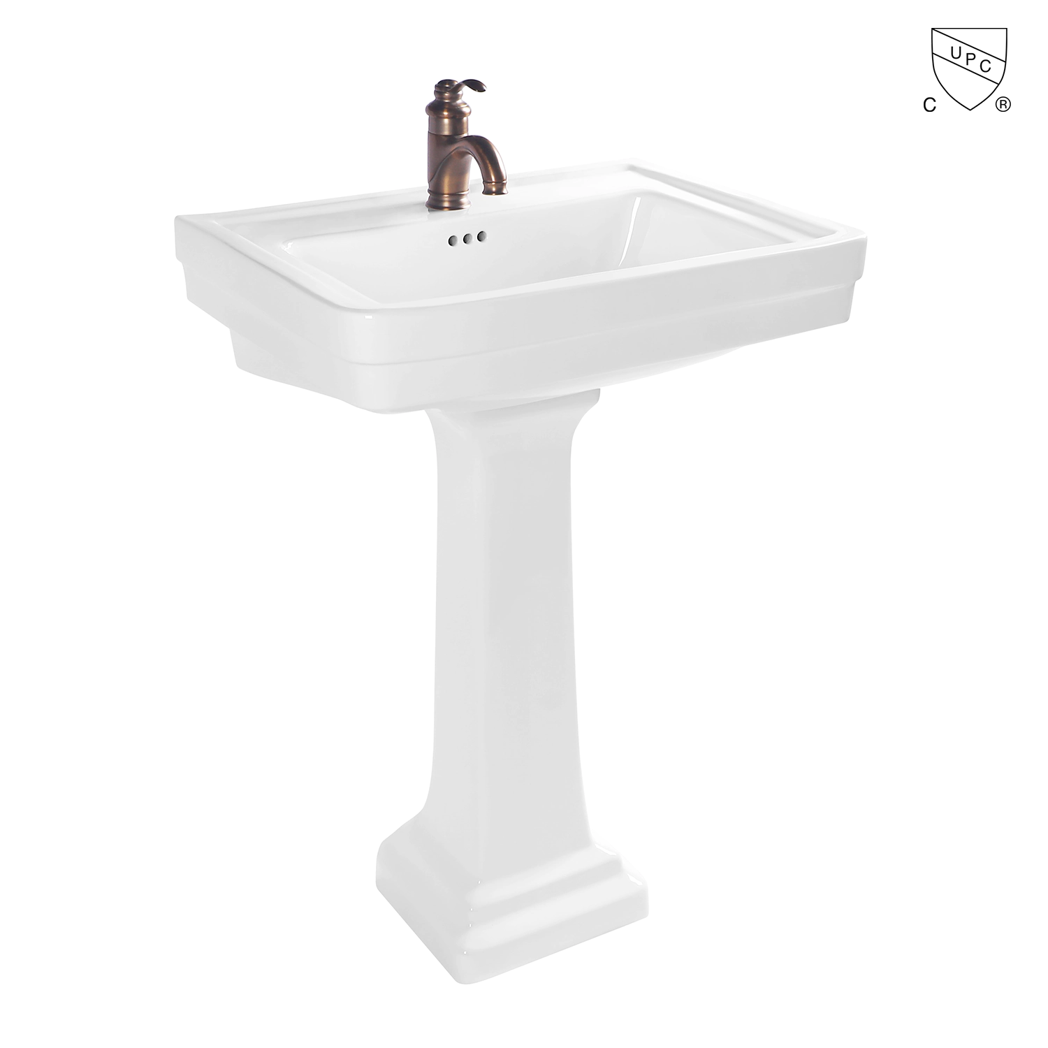 Tall lavatory freestanding wash basin vitreous china pedestal sink, MB-2072